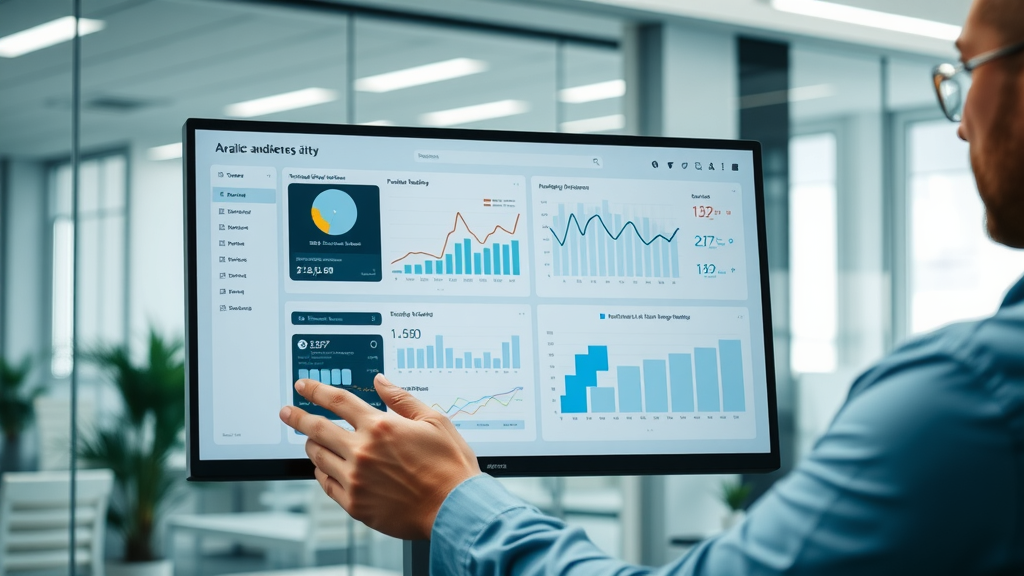 digital content creator analyzing audience insights on analytical dashboard for content optimization