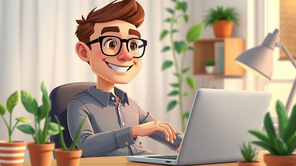 motivated solo entrepreneur optimizing website at home, animated progress bars, search engine optimization