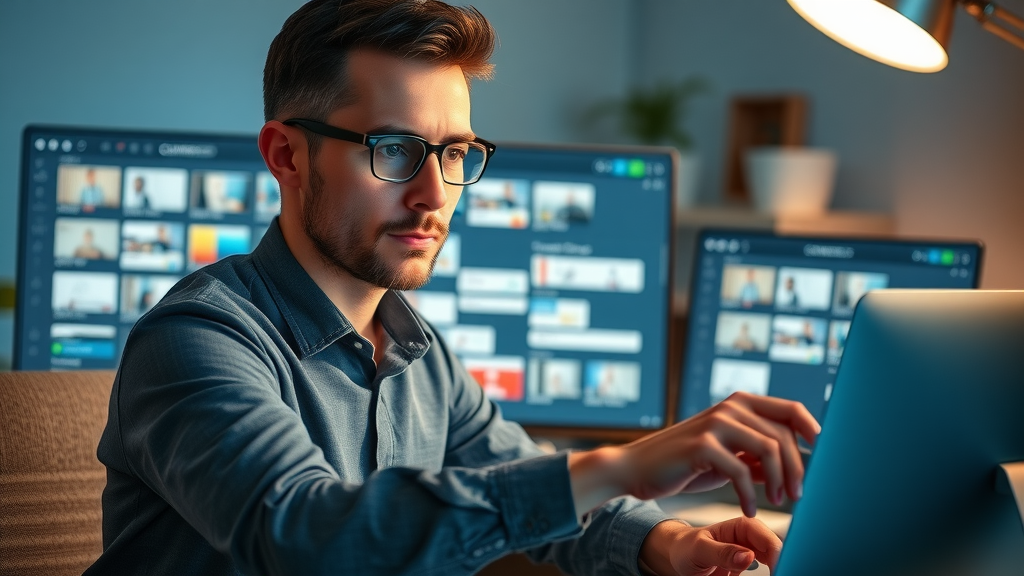 efficient digital content creator using scheduling software to automate media posts and templates