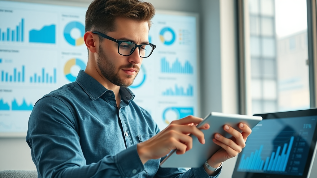 analyzing social media content analytics on digital tablet