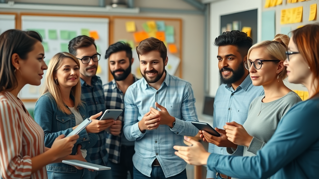 target audience for content marketing strategy diverse customer personas collaborating in a creative agency workspace