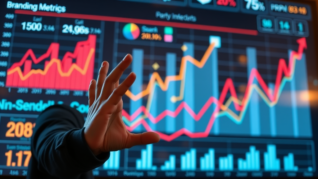 brand storytelling results, graphs, kpi infographic, upward trends, data wall visualization