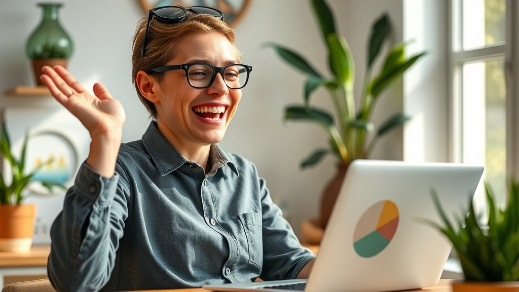 business owner sees great social media content analytics results